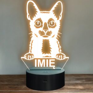 Lampka Nocna LED Lyoki Rasa Kota z Imieniem na Prezent