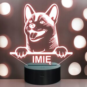 Lampka Nocna LED Shiba Inu Rasa Psa z Imieniem na Prezent