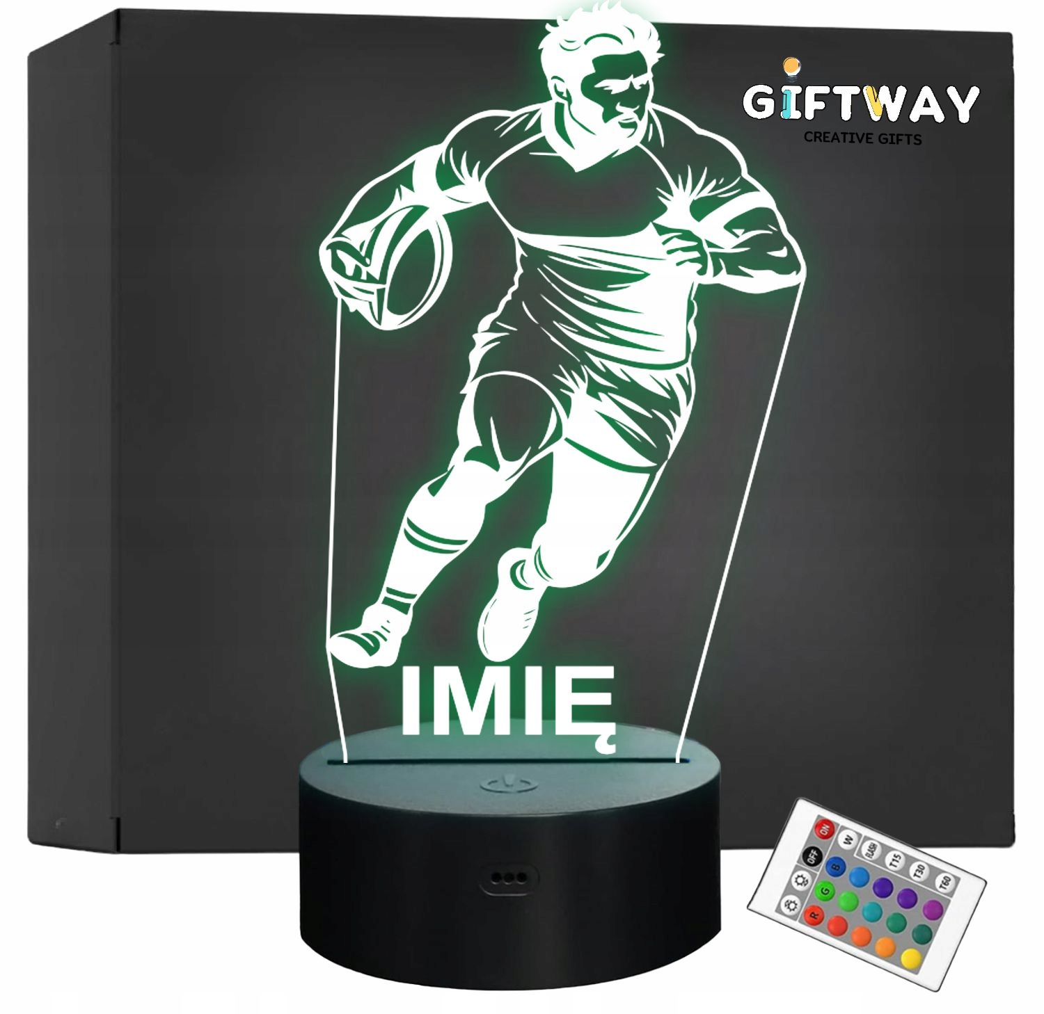 Lampka Nocna LED Z Imieniem Grawer Rugbista Rugby Sport na Prezent v.1 Lampka Nocna LED Z Imieniem Grawer Rugbista Rugby Sport na Prezent v.1