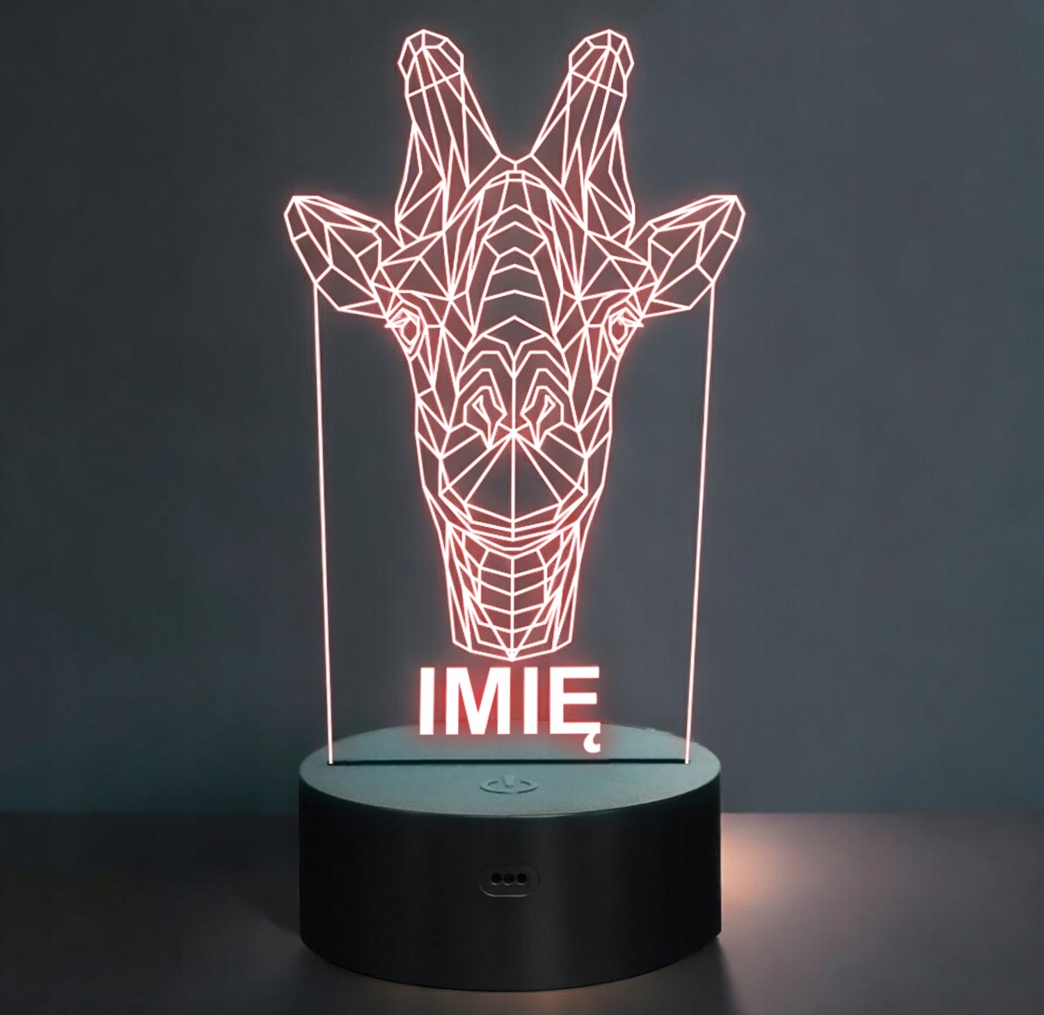 Lampka Nocna LED 3D Z Imieniem Grawer Żyrafa Geo Personalizowana na Prezent Lampka Nocna LED 3D Z Imieniem Grawer Żyrafa Geo Personalizowana na Prezent