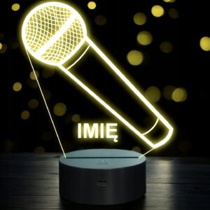Lampka Nocna LED Imię Statuetka Mikrofon na Prezent Grawer v.2