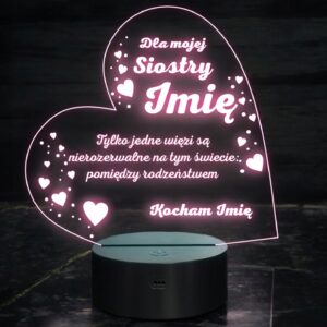 Lampka Nocna LED Statuetka Pamiątka dla Siostry Rodzeństwa Prezent Grawer
