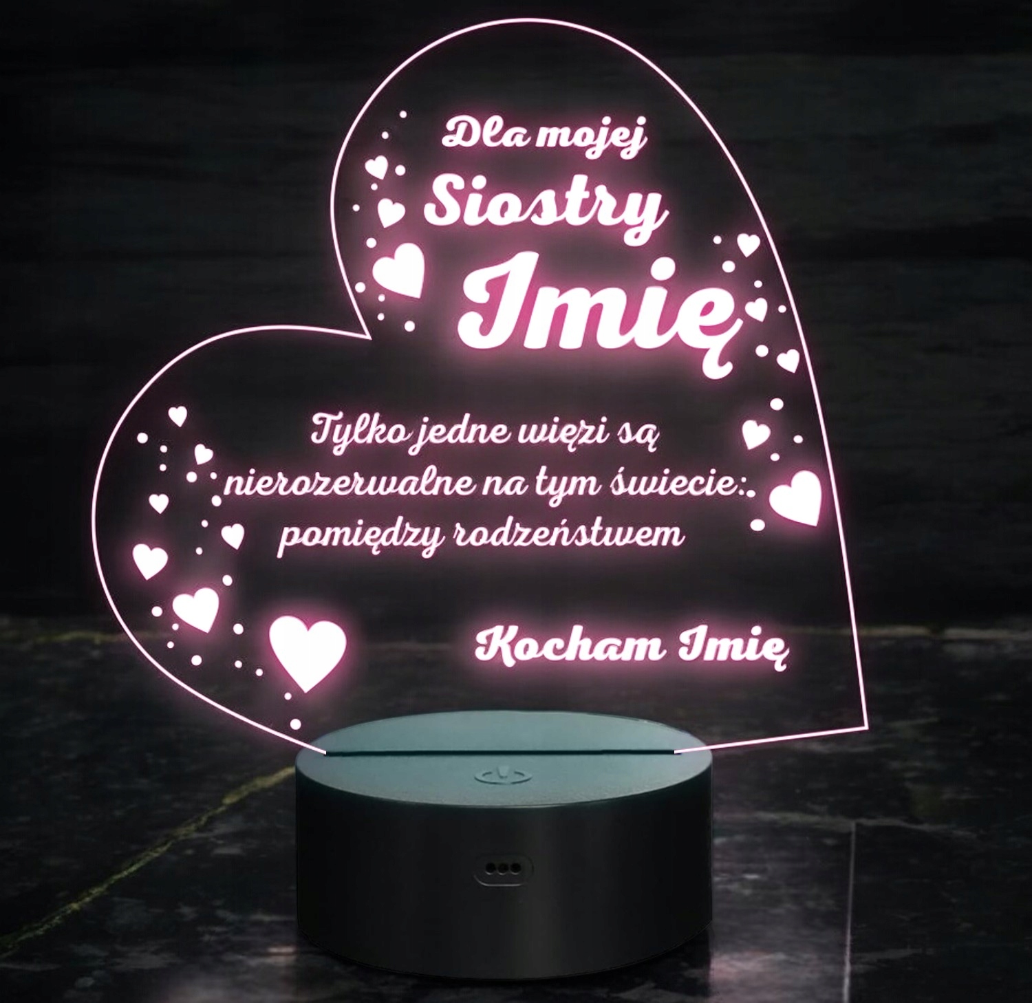 Lampka Nocna LED Statuetka Pamiątka dla Siostry Rodzeństwa Prezent Grawer Lampka Nocna LED Statuetka Pamiątka dla Siostry Rodzeństwa Prezent Grawer