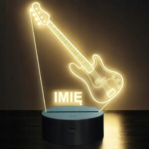 Lampka Nocna LED Imię Statuetka Gitara Basowa na Prezent Grawer v.2