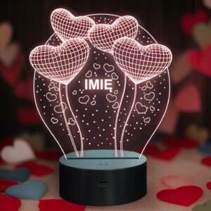 Lampka Nocna LED Serca Prezent na Walentynki Dowolny Napis Grawer