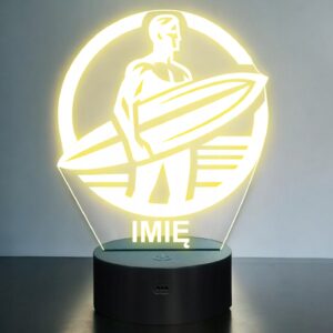 Lampka Nocna LED Statuetka Surfing Sporty Wodne na Prezent Grawer v.1