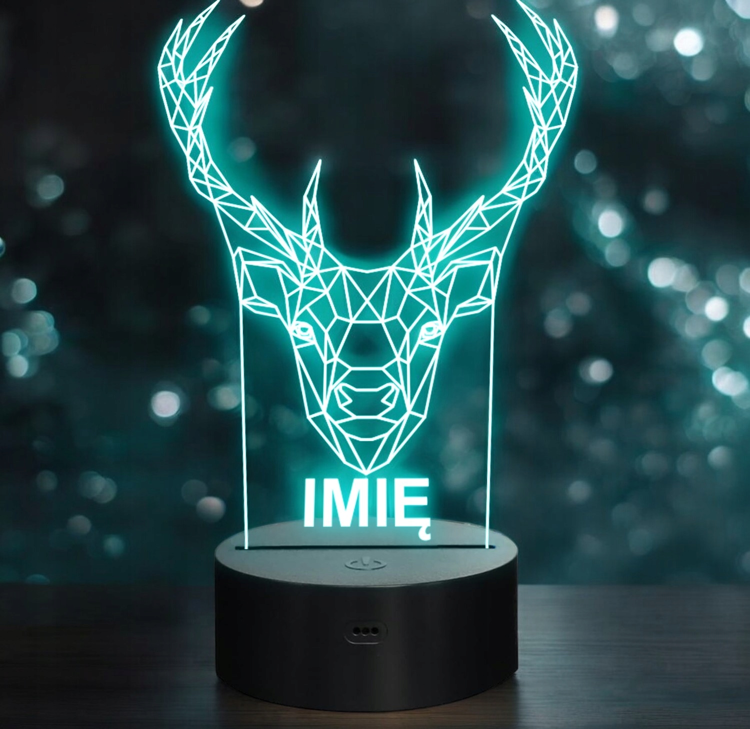 Lampka Nocna LED 3D Z Imieniem Grawer Jeleń Geometryczny na Prezent Lampka Nocna LED 3D Z Imieniem Grawer Jeleń Geometryczny na Prezent