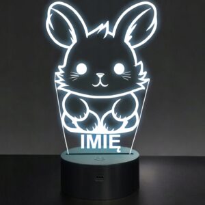 Lampka Nocna LED Z Imieniem Słodki Królik Króliczek dla Dzieci na Prezent