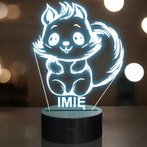 Lampka Nocna LED Z Imieniem Słodka Wiewiórka dla Dzieci na Prezent v.1