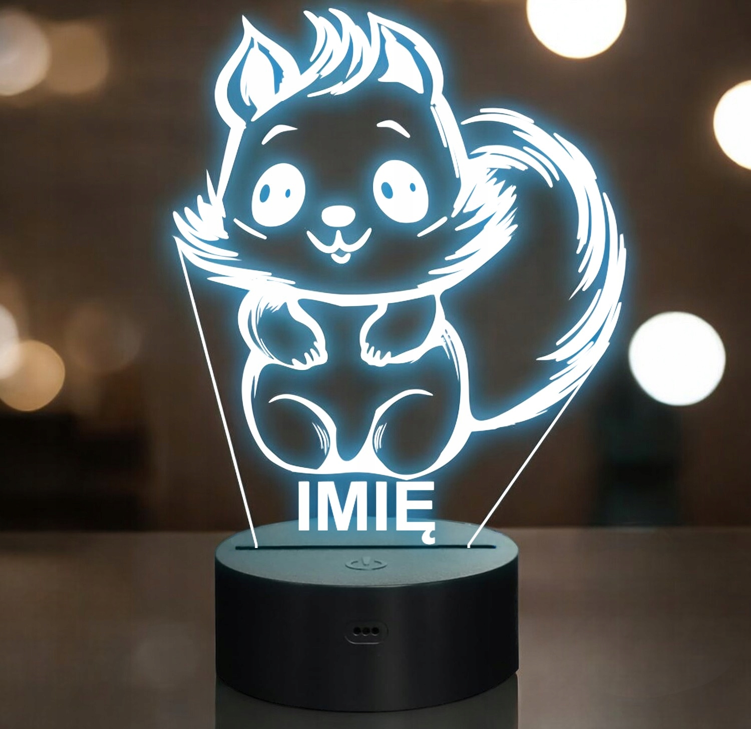 Lampka Nocna LED Z Imieniem Słodka Wiewiórka dla Dzieci na Prezent v.1 Lampka Nocna LED Z Imieniem Słodka Wiewiórka dla Dzieci na Prezent v.1