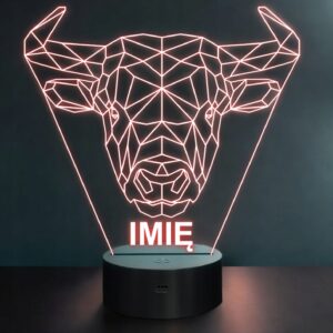 Lampka Nocna LED 3D Z Imieniem Grawer Byk Na Prezent
