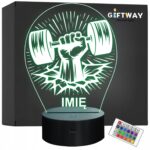 Lampka Nocna LED Imię Ręka Siłownia Sport Hantle na Prezent Grawer
