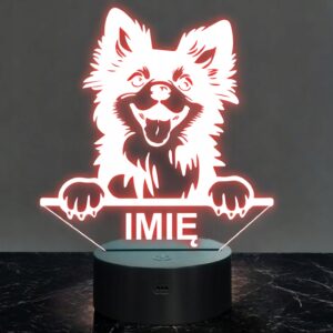 Lampka Nocna LED Keeshonden Rasa Psa z Imieniem na Prezent