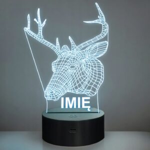 Lampka Nocna LED 3D Z Imieniem Grawer Jeleń Iluzja na Prezent