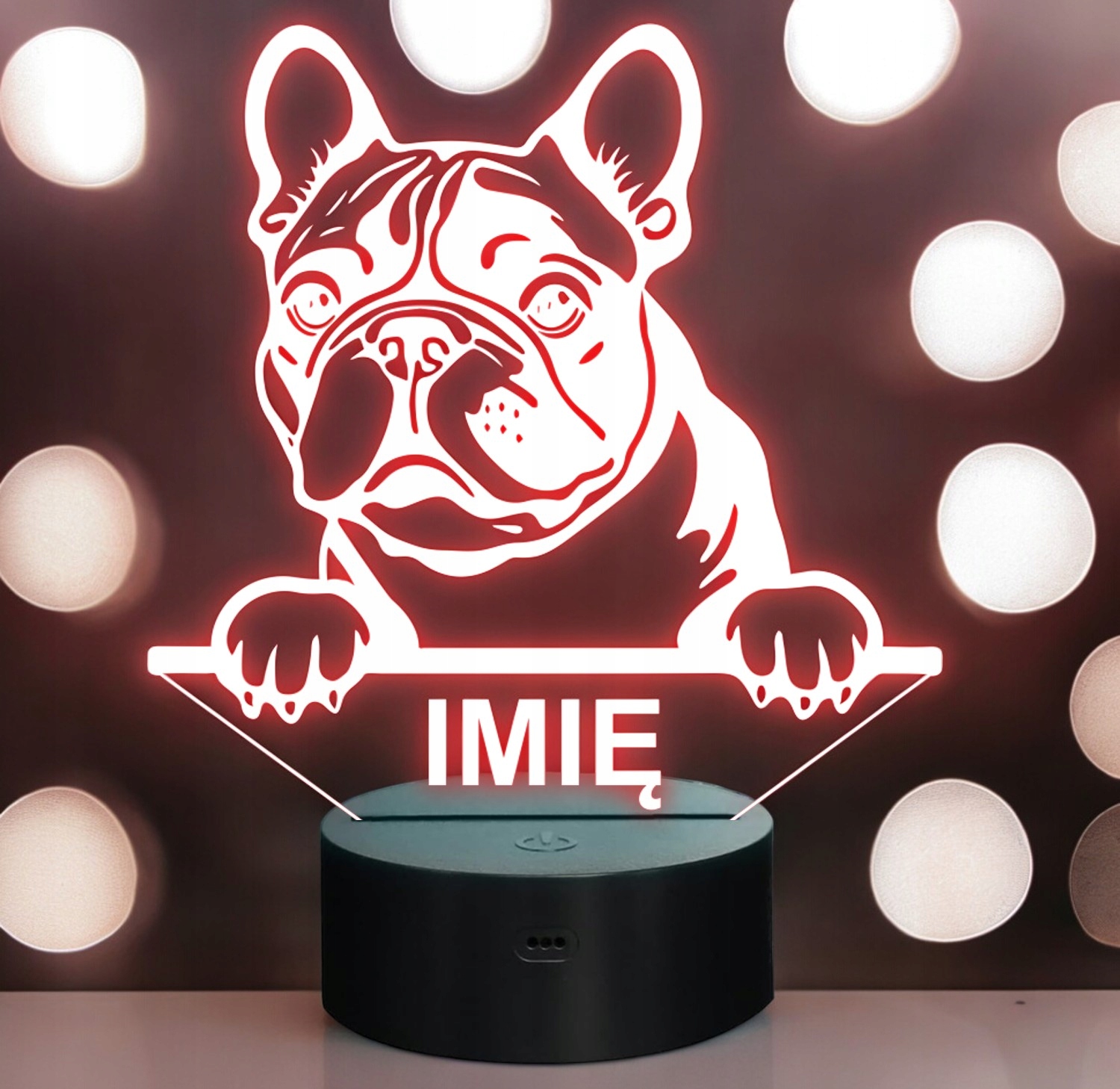 Lampka Nocna LED Buldog francuski Rasa Psa z Imieniem na Prezent v.1 Lampka Nocna LED Buldog francuski Rasa Psa z Imieniem na Prezent v.1