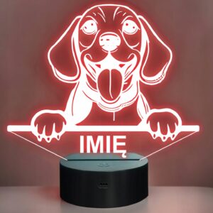 Lampka Nocna LED Pies Beagle Rasa z Imieniem na Prezent v.2