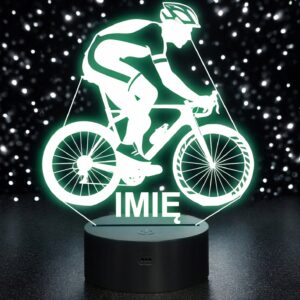 Lampka Nocna LED Z Imieniem Rowerzysta Kolarz Rower Sport na Prezent