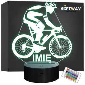 Lampka Nocna LED Z Imieniem Rowerzysta Kolarz Rower Sport na Prezent