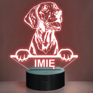 Lampka Nocna LED Vizsla Rasa Psa z Imieniem na Prezent
