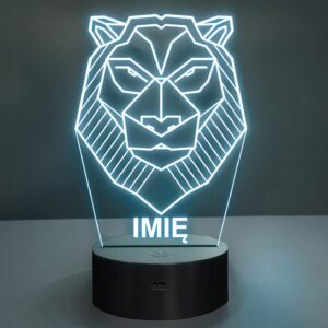 Lampka Nocna LED 3D Z Imieniem Grawer Lew Personalizowana na Prezent