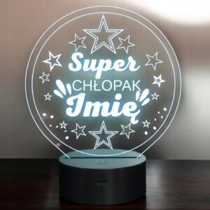 Lampka Nocna LED Statuetka Super Chłopak Dzień Chłopaka na Prezent Grawer
