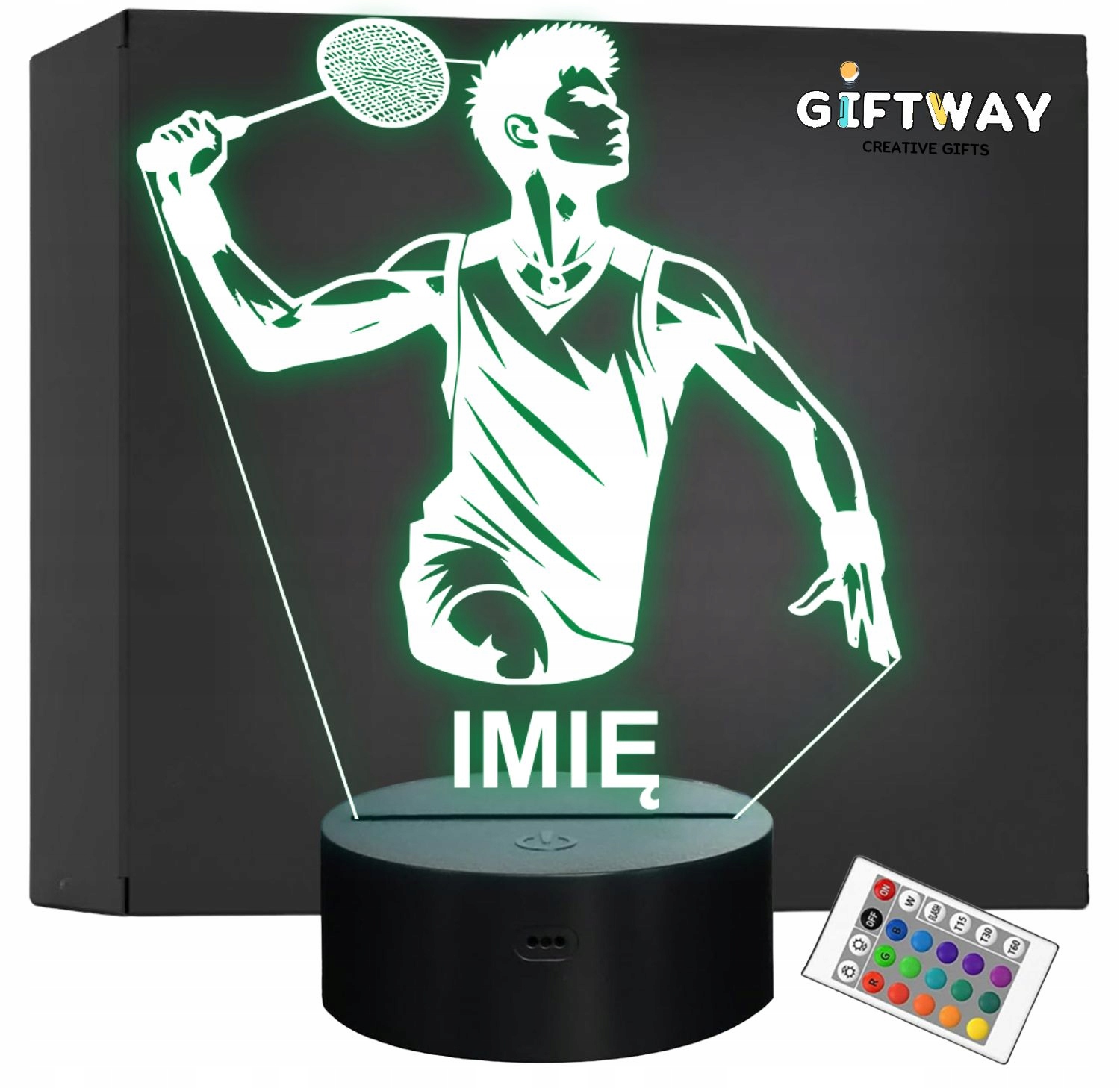 Lampka Nocna LED Statuetka Badminton Sport Aktywność na Prezent Grawer v.4 Lampka Nocna LED Statuetka Badminton Sport Aktywność na Prezent Grawer v.4