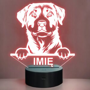 Lampka Nocna LED Rottweiler Rasa Psa z Imieniem na Prezent v.1