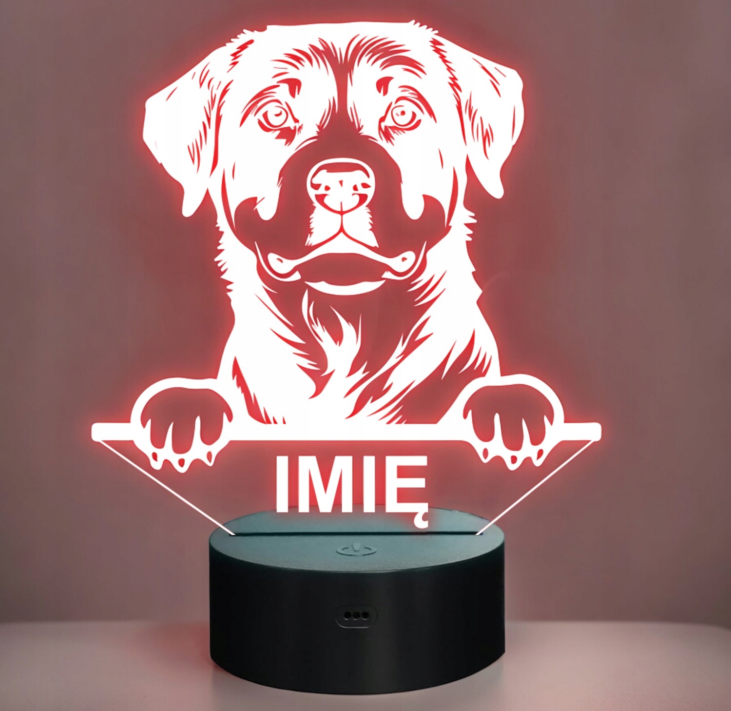 Lampka Nocna LED Rottweiler Rasa Psa z Imieniem na Prezent v.1 Lampka Nocna LED Rottweiler Rasa Psa z Imieniem na Prezent v.1
