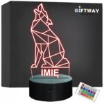 Lampka Nocna LED 3D Z Imieniem Grawer Wilk Wolf na Prezent