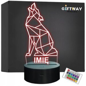 Lampka Nocna LED 3D Z Imieniem Grawer Wilk Wolf na Prezent