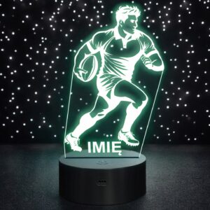 Lampka Nocna LED Z Imieniem Grawer Gracz Rugby Sport na Prezent v.2