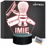 Lampka Nocna LED Imię Statuetka Barber Żyletka i Pędzel na Prezent Grawer