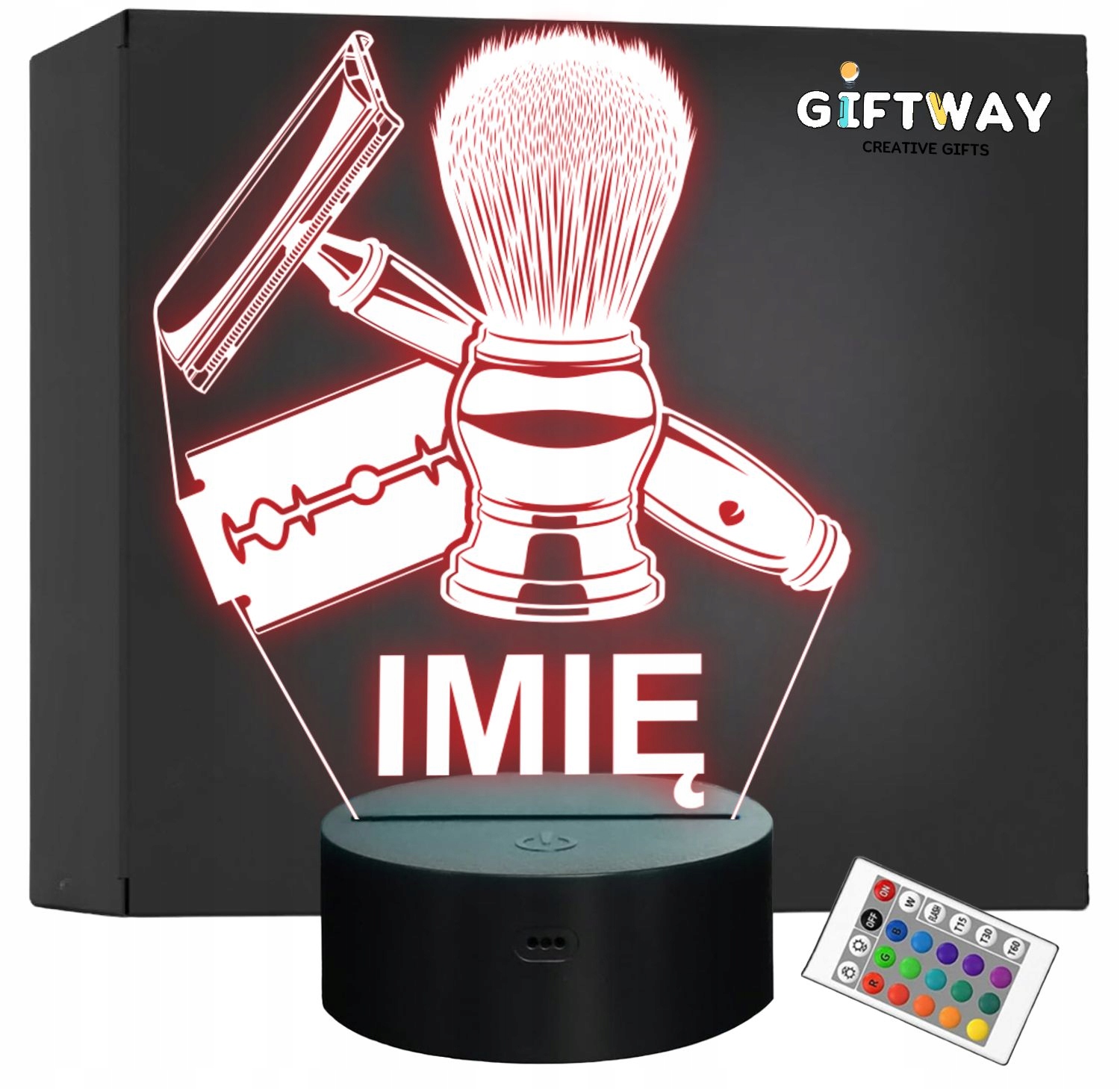Lampka Nocna LED Imię Statuetka Barber Żyletka i Pędzel na Prezent Grawer Lampka Nocna LED Imię Statuetka Barber Żyletka i Pędzel na Prezent Grawer