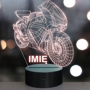 Lampka Nocna LED 3D Z Imieniem Grawer Motor Motocykl Ścigacz Na Prezent