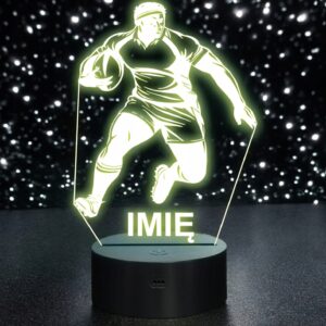Lampka Nocna LED Z Imieniem Gracz Rugby Sport na Prezent Grawer v.4
