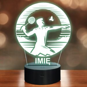 Lampka Nocna LED Statuetka Badminton Sport Aktywność na Prezent Grawer v.1
