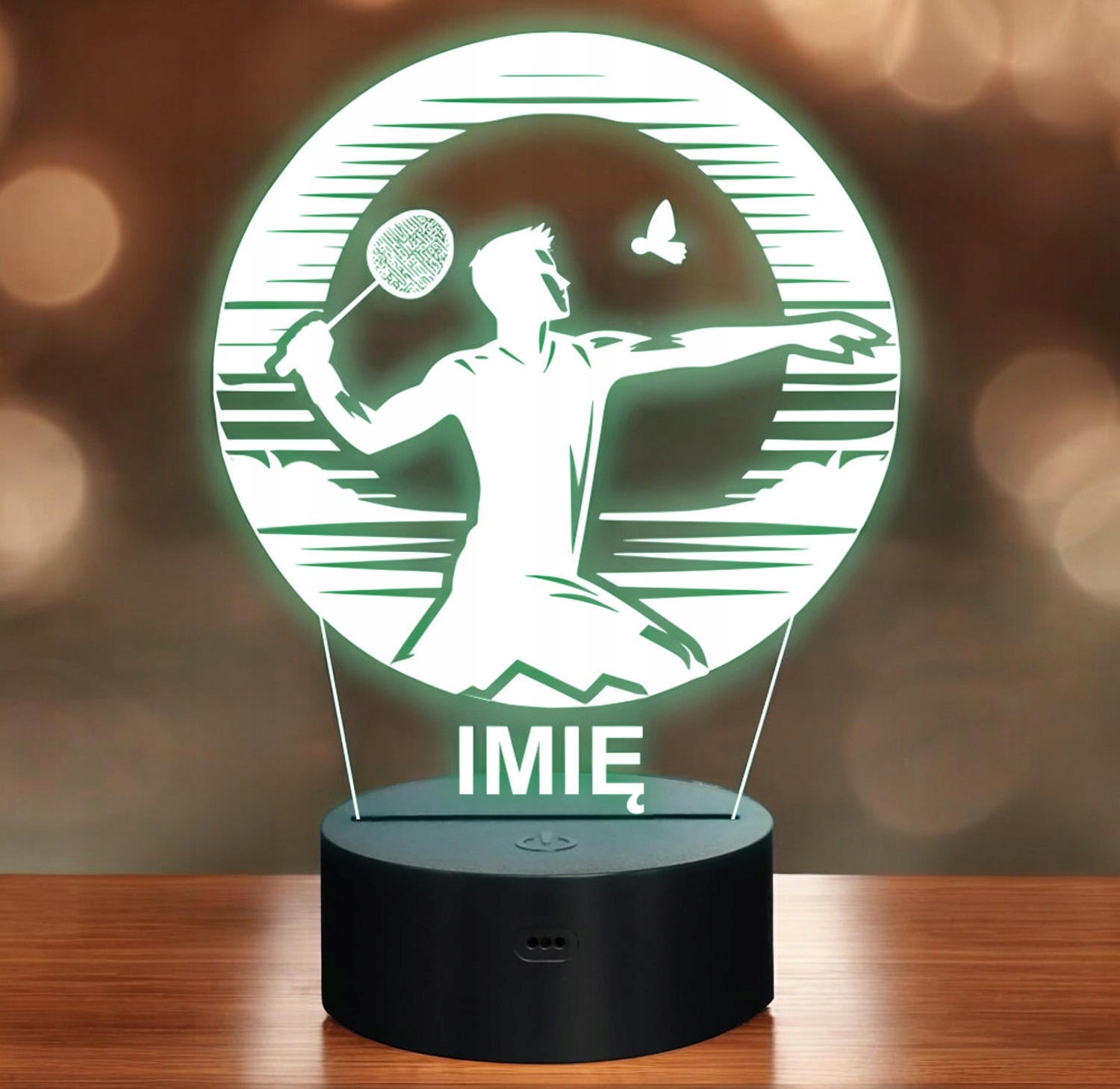 Lampka Nocna LED Statuetka Badminton Sport Aktywność na Prezent Grawer v.1 Lampka Nocna LED Statuetka Badminton Sport Aktywność na Prezent Grawer v.1