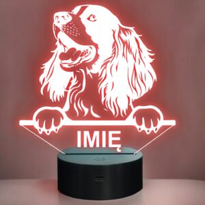 Lampka Nocna LED Springer spaniel angielski Rasa Psa z Imieniem na Prezent