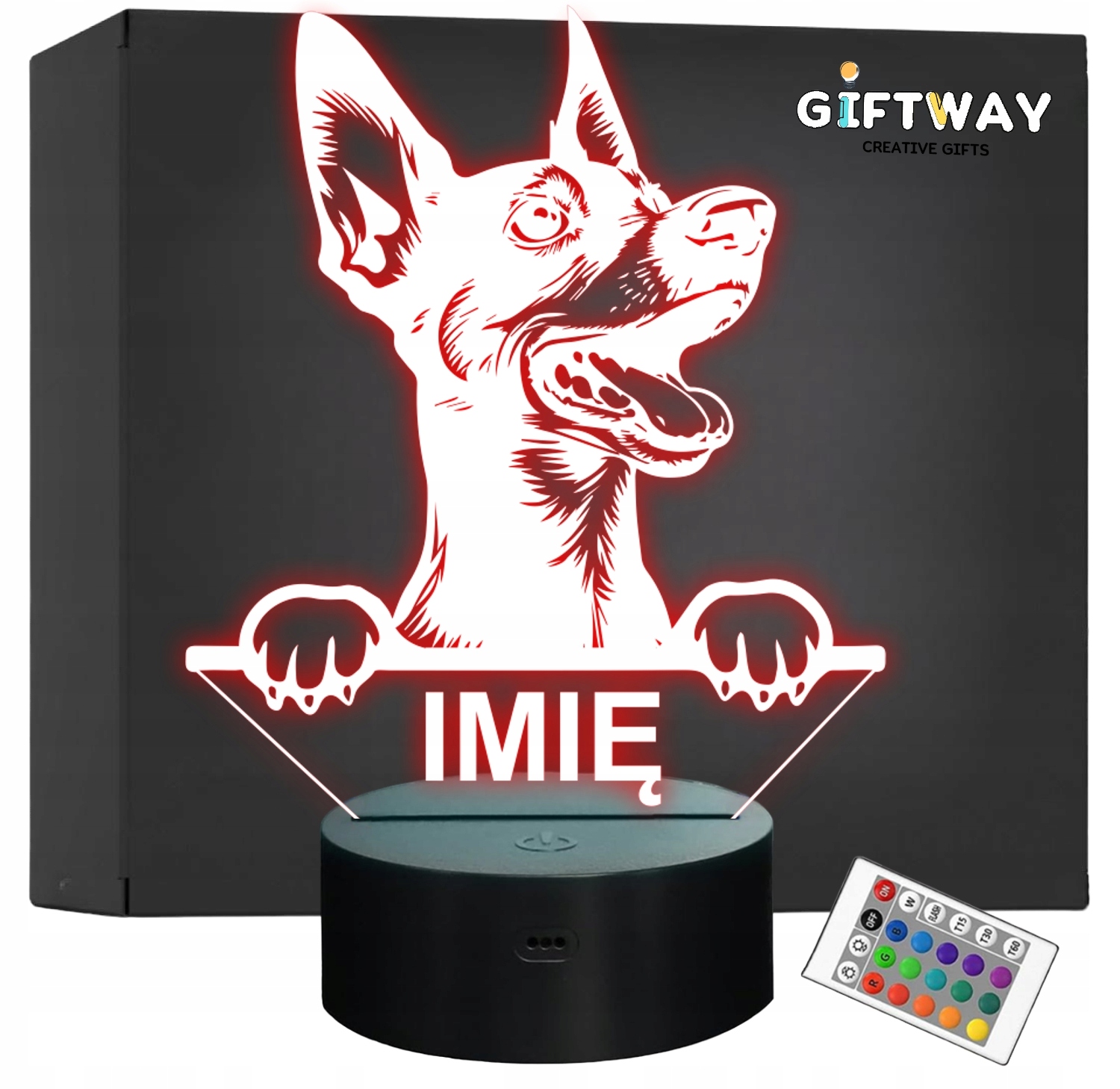 Lampka Nocna LED Pinczer miniaturowy Rasa Psa z Imieniem na Prezent Lampka Nocna LED Pinczer miniaturowy Rasa Psa z Imieniem na Prezent