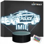 Lampka Nocna LED Imię Wóz Policyjny Radiowóz na Prezent Grawer v.2