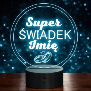 Lampka Nocna LED Statuetka Super Świadek na Prezent Grawer