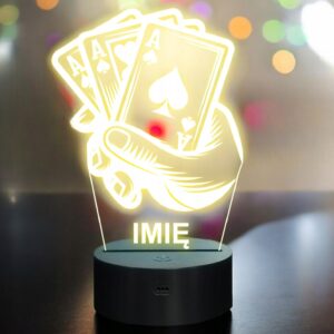 Lampka Nocna LED Statuetka Karty Brydż na Prezent Grawer v.4