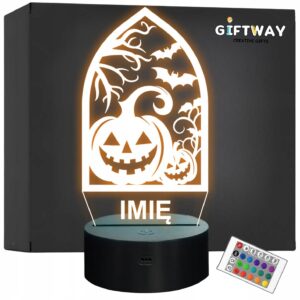 Lampka Nocna LED Imię Statuetka Halloween Ramka Dynie na Prezent Grawer