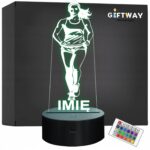 Lampka Nocna LED Z Imieniem Grawer Biegaczka Jogging Sport na Prezent v.2