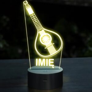 Lampka Nocna LED Imię Statuetka Mandolina Lutnia na Prezent Grawer