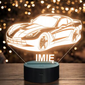 Lampka Nocna LED Imię Statuetka Samochód Auto Sportowe Prezent Grawer v.3