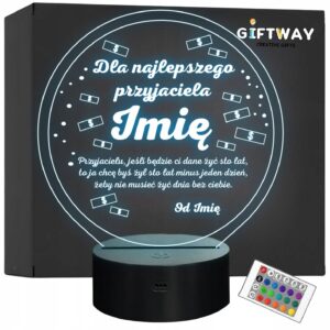 Lampka Nocna LED Statuetka Dla Najlepszego Przyjaciela na Prezent Grawer