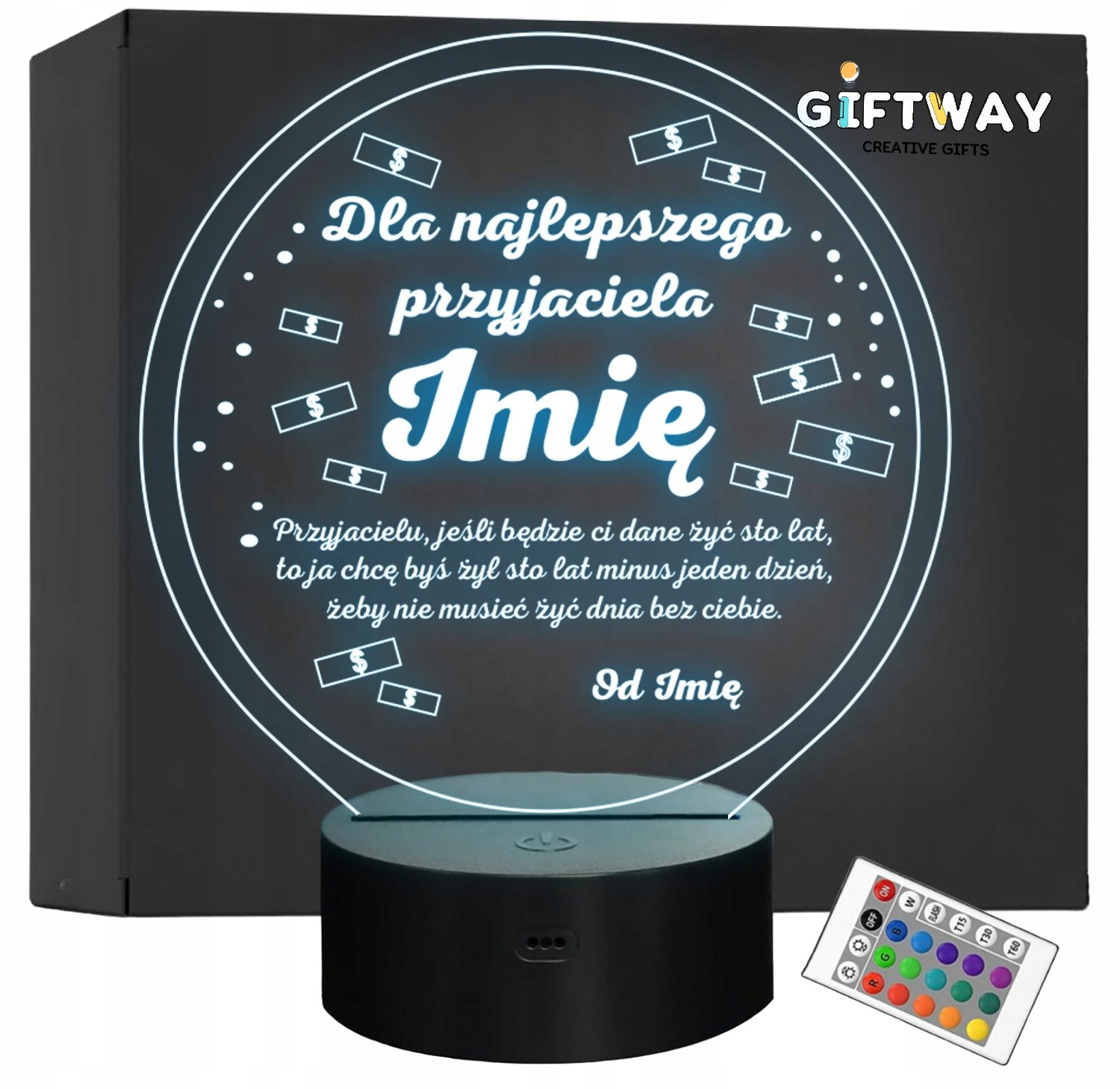 Lampka Nocna LED Statuetka Dla Najlepszego Przyjaciela na Prezent Grawer Lampka Nocna LED Statuetka Dla Najlepszego Przyjaciela na Prezent Grawer