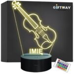 Lampka Nocna LED Imię Statuetka Skrzypce Instrument na Prezent Grawer
