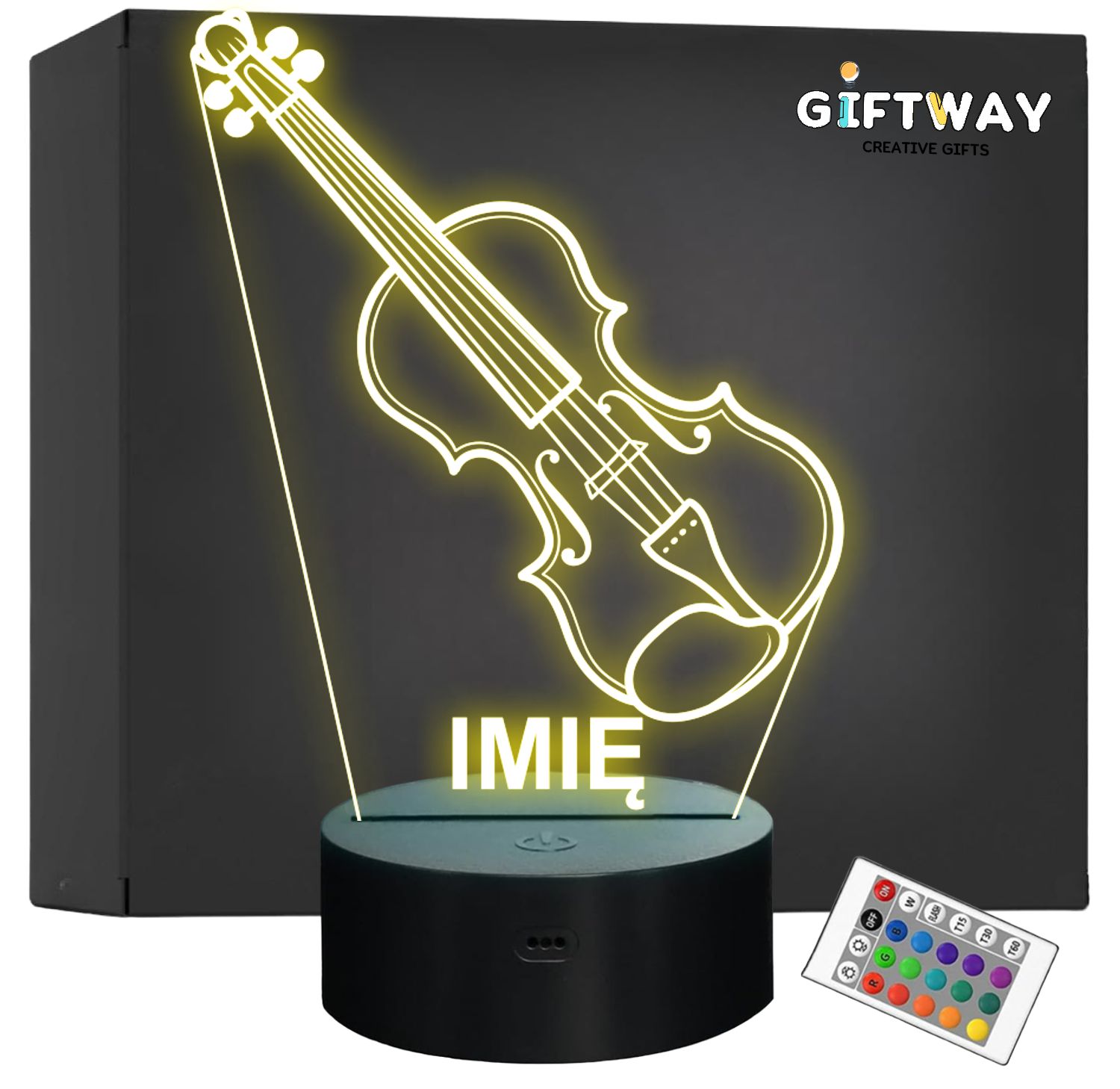 Lampka Nocna LED Imię Statuetka Skrzypce Instrument na Prezent Grawer Lampka Nocna LED Imię Statuetka Skrzypce Instrument na Prezent Grawer